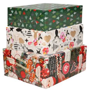 Bellatio Decorations - 6x luxe kerst cadeaupapier rollen in 3-stijlen - Cadeaupapier