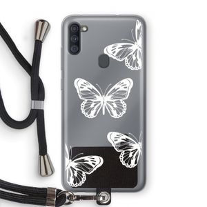 White butterfly: Samsung Galaxy A11 Transparant Hoesje met koord