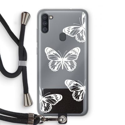 White butterfly: Samsung Galaxy A11 Transparant Hoesje met koord