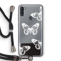 White butterfly: Samsung Galaxy A11 Transparant Hoesje met koord