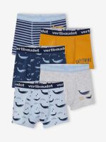 Set van 5 Oeko-Tex® stretch jongensboxers walvissen set blauw - thumbnail