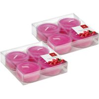 8x Maxi geurtheelichtjes cranberry/roze 8 branduren