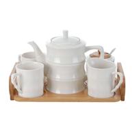 Set van koffiekopjes Home ESPRIT Wit Bamboe Porselein 240 ml