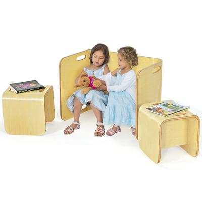3-Delige Kindertafelstoelen Set Kinderzitgroep Houten Kindermeubels voor Thuis School Kleuterschool Naturel