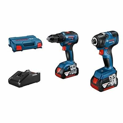 Set met boor en accessoires BOSCH GDR 18V-200 + GSR 18V-55 + GBA 18V 2x4.0Ah + GAL 18V-40 18 V
