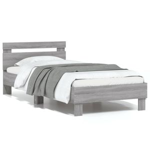 Bedframe met hoofdeinde bewerkt hout grijs sonoma 90x190 cm