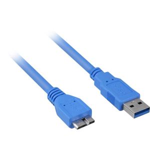 Sharkoon micro USB 3.0 USB-kabel 3 m Micro-USB B USB A Blauw