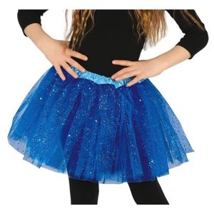 Petticoat/tutu verkleed rokje kobalt blauw glitters voor meisje