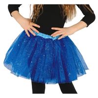 Petticoat/tutu verkleed rokje kobalt blauw glitters voor meisje   - - thumbnail