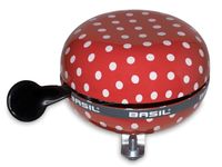 Basil polkadot - fietsbel - 80 mm - rood / wit
