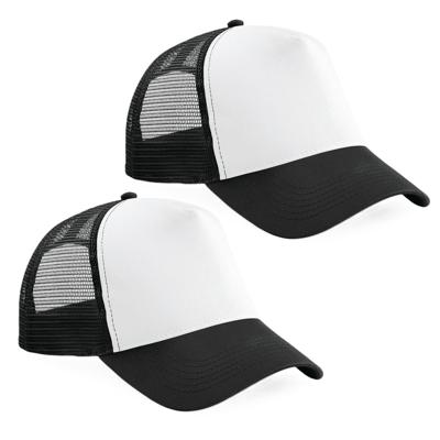 Beechfield Baseballcap - 2x - zwart/wit - truckers pet - volwassenen - verstelbaar Beechfield Baseballcap - 2x - zwart/wit - truckers pet - volwassenen - verstelbaar