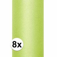 8x Rollen tule stof licht groen 15 cm breed - thumbnail