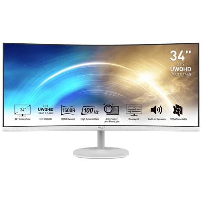 MSI PRO MP341CQWDE LED-monitor Energielabel G (A - G) 86.4 cm (34 inch) 3440 x 1440 Pixel 21:9 1 ms DisplayPort, HDMI, Hoofdtelefoon (3.5 mm jackplug) VA LED MSI PRO MP341CQWDE LED-monitor Energielabel G (A - G) 86.4 cm (34 inch) 3440 x 1440 Pixel 21:9 1 ms DisplayPort, HDMI, Hoofdtelefoon (3.5 mm jackplug) VA LED