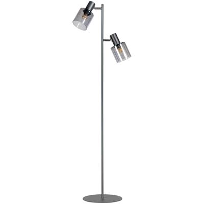 ETH Glazen vloerlampSledge Glass 2-lichts zwart met smoke glas - 05-VL8177-3036