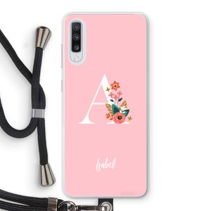 Pink Bouquet: Samsung Galaxy A70 Transparant Hoesje met koord