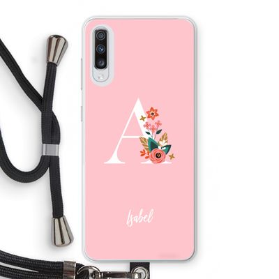 Pink Bouquet: Samsung Galaxy A70 Transparant Hoesje met koord