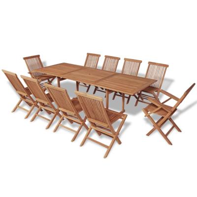 11-delige Tuinset met klapstoelen massief teakhout