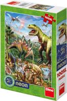 DinoToys Dino neon dinosaurus puzzel - 100 xl stukjes
