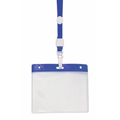 Badgehouders - 10x - blauw - 11 x 58 cm - kunststof/plastic - keycord - naamkaarthouders