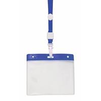Badgehouders - 10x - blauw - 11 x 58 cm - kunststof/plastic - keycord - naamkaarthouders