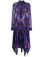 Versace robe-chemise plissée à imprimé Orchid Barocco - Noir