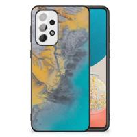 Samsung Galaxy A73 Marmeren Print Telefoonhoesje Marble Blue Gold