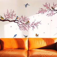 Kleurrijke Takken en Vogels Muursticker (110x60 cm) - Home & Living - Spiritueelboek.nl - thumbnail