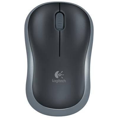 Logitech M186 4-toetsen bilaterale symmetrie 1000DPI draadloze optische muis met ontvanger opslag bin draadloze bereik: 25m (zwart grijs)