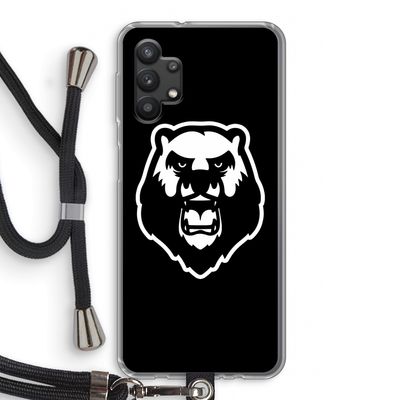 Angry Bear (black): Samsung Galaxy A32 5G Transparant Hoesje met koord