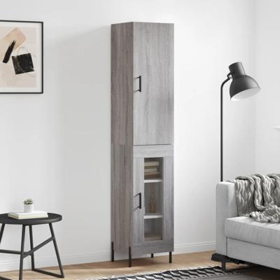Hoge kast 34,5x34x180 cm bewerkt hout grijs sonoma eikenkleurig