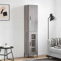 Hoge kast 34,5x34x180 cm bewerkt hout grijs sonoma eikenkleurig