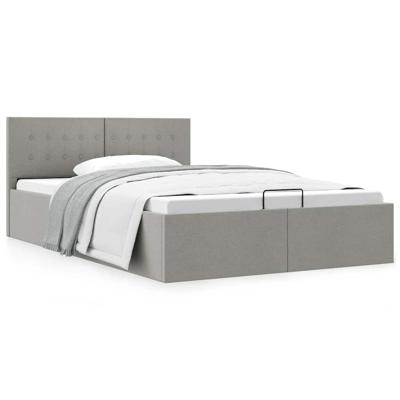 Bedframe met hydraulische opslag stof lichtgrijs 140x200 cm