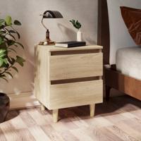Nachtkastje met houten poten 40x35x50 cm sonoma eikenkleurig