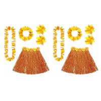 Widmann Hawaii verkleedset - 2x - voor dames - oranje - carnaval/themafeest Widmann Hawaii verkleedset - 2x - voor dames - oranje - carnaval/themafeest