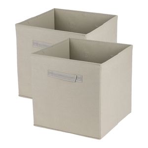 Opbergmand/kastmand Square Box - 4x - karton/kunststof - 29 liter - naturel - 31 x 31 x 31 cm