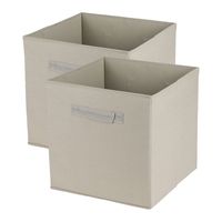 Opbergmand/kastmand Square Box - 4x - karton/kunststof - 29 liter - naturel - 31 x 31 x 31 cm - thumbnail