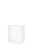 Proline polystone Loft badmeubelset met wastafelonderkast met 2 asymmetrische lades en polystone wastafel zonder kraangat 60 x 70 x 46 cm, glanzend