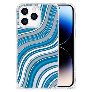 iPhone 14 Pro Doorzichtige Silicone Hoesje Waves Blue