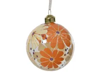 Kerstbal Glas Bloemen Ø8cm 1st