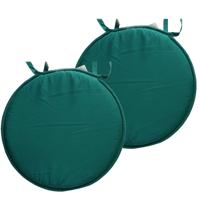 Stof Textile Home stoelkussens - 2x - emerald groen - D40 x H3 cm - voor binnen - rond