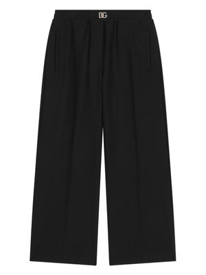 Dolce & Gabbana Kids pantalon ceinturé à plaque logo - Noir