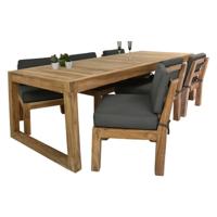 Tuinset New Aruba - 260x100x76 - Naturel/grijs - Teak