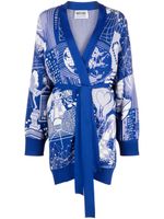 Moschino cardigan cache-cœur à imprimé graphique - Bleu