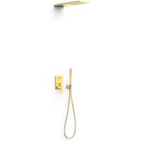 Regendouche set Tres Slim | Inbouw | Mengkraan | 2-weg | Vierkant | 24k Goud glans