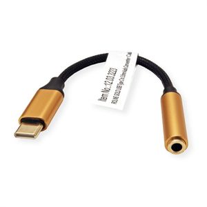 ROLINE 12.03.3223 mobiele telefoonkabel Zwart, Goud 0,13 m USB C 3.5mm