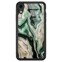 iPhone XR glazen hardcase - Green waves