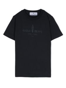 Stone Island Junior t-shirt en coton à logo imprimé - Bleu