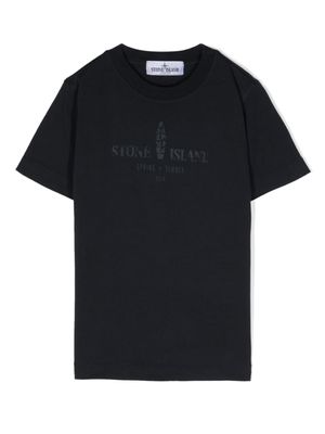 Stone Island Junior T-shirt met logoprint - Blauw