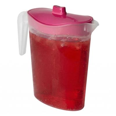 Waterkan/sapkan met afsluitbare deksel in roze - 1,5 liter - kunststof - 9 x 21 cm
