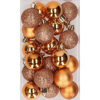 20x stuks kunststof kerstballen koper 3 cm mat/glans/glitter - Kerstbal - thumbnail